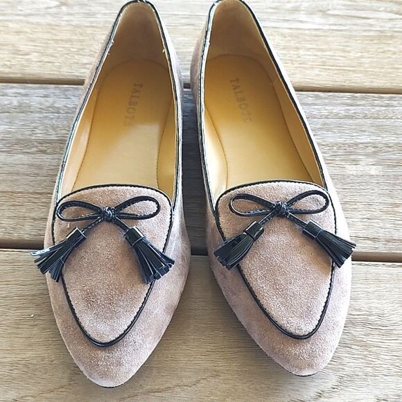 Talbot's Francesca Bow Suede Driving Flats in Fall Taupe - Picture 4 of 10